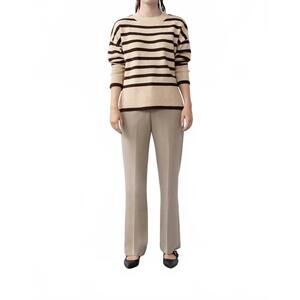 NEW WITHBLACK melina knitted striped pullover in beige multi